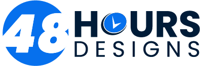 48 hours designs logo design on light background